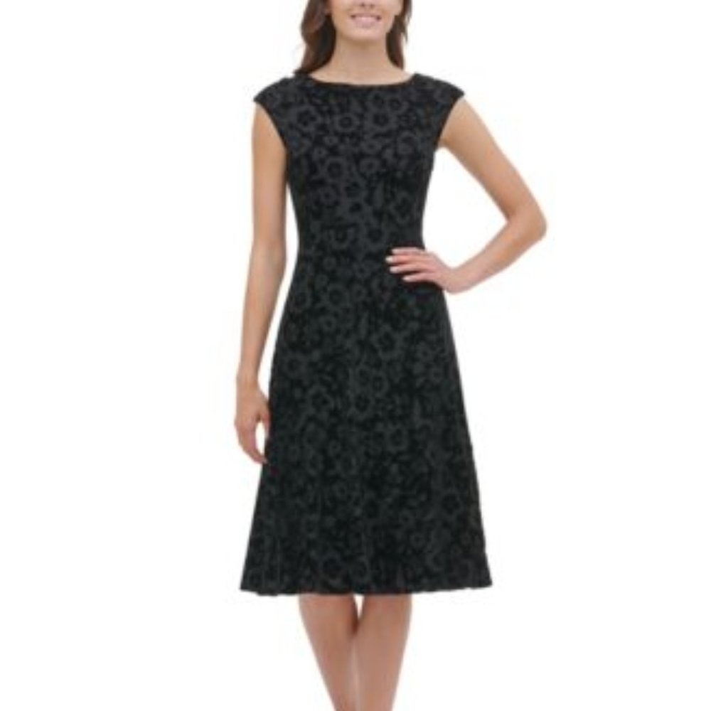 Tommy Hilfiger Velvet Cap Sleeve Burnout Dress